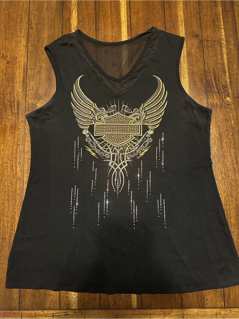 Harley-Davidson Black Tank Top with Gold Wing Crest
